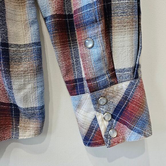 Vintage Men's Rocking K Ranchwear Kennington Plaid Pearl Snap Size Medium - Picture 4 of 11